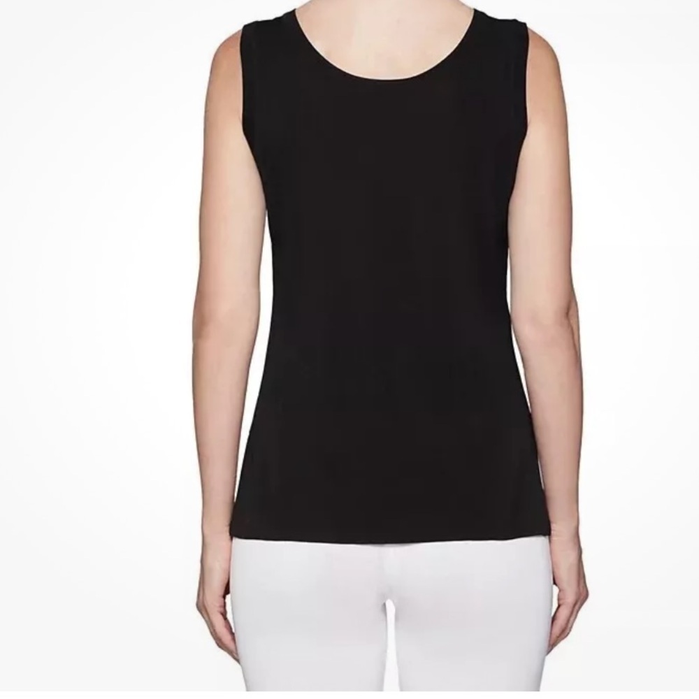 Misook Classic Black Tank Top, Double Scoop Neck, Acrylic Knit Shell, Size XS - Picture 10 of 12